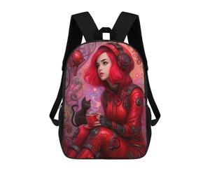 sinyumoney Steampunk Woman with Cat School Bags School Secondary High School College Backpack Travel for Men, Women & Teenage Boys 17inch