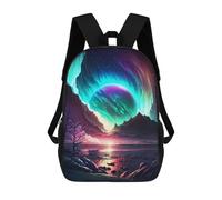 sinyumoney Stellar Aurora Landscape Backpack with Pocket 3D Printed Backpacks, Travel Rucksacks Book Bags Kids School Bag 17inch