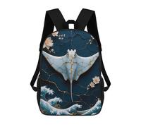 sinyumoney Stingray Kintsugi Art Kids School Backpack School Bag 3D Printed School Bag for Boys Elementary And Middle School Students 17inch