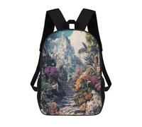 sinyumoney Stone Path to Mountaintop Rucksacks 3D Printed Children Backpacks Fashion Casual Daypack Cute Travel Bags Outdoor Casual Daypack for Boy And Girl 17inch