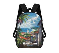sinyumoney Stone Town Zanzibar Children's School Backpack 3D Printed for Kids Travel Rucksacks Book Bags Kids School Bag 17inch