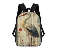 sinyumoney Stork on Weathered Wood Rustic Stork Decor Backpacks Kids School Backpack School Bag 3D Printed School Bag for Boys Elementary And Middle School Students 17inch