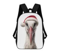 sinyumoney Stork with Santa Hat Backpack School Bag Travel College Rucksack Backpacks for Boys/Girls/Teenagers 17inch