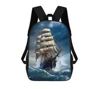sinyumoney Stormy Sailing Adventure -2 Backpack for School 3D Printed Boys Girls School BagChildren Bookbag Travel Rucksack 17inch