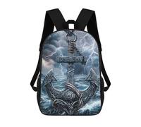 sinyumoney Stormy Sea Anchor Decor Backpack School Bag Daypacks Business Backpack Water Resistant Bookbag for Girls Boys Teenage 17inch