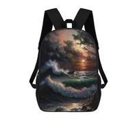sinyumoney Stormy Sea at Sunset Backpack School Bag School Secondary High School College Backpack Travel for Teenage Girls Boys Women Men 17inch