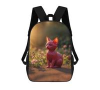 sinyumoney Strawberry Cat in A Flower Field School Backpack Lightweight Airport College Students Back Pack for Boys/Girls/Teenagers 17inch