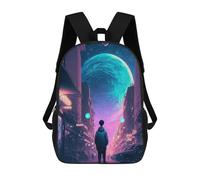 sinyumoney Street Gazing at Giant Moon Kids Backpack, Backpack School Bag, Backpacks Kids School 3D Printed School Bags for Elementary And Middle School Students Teens Birthday Gift 17inch