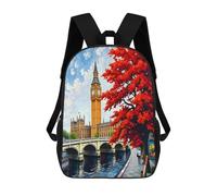 sinyumoney Street View of London Big Ben Backpack School Large School Backpack for Boys - Perfect for Travel, Work And Daily Use 17inch