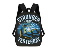 sinyumoney Stronger Than Yesterday Arm Graphic School Bags Water Resistant Travel Backpack Computer Bag - Perfect for Travel, Work And Daily Use 17inch