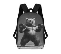 sinyumoney Strongest Bear Lifting Weights Backpack School Bag Large School Backpack for Boys - Perfect for Travel, Work And Daily Use 17inch