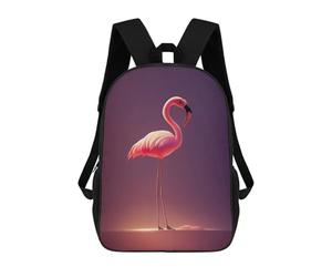 sinyumoney Stunning Pink Flamingo Artwork School Bag Bookbag 3D Printed Children's Backpacks for Kids Boy Girl Book Bags Kids School Bag Travel Rucksacks 17inch