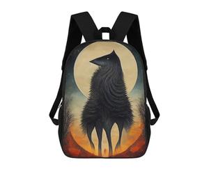 sinyumoney Stylised Wolf Backpack 3D Printed Children's School Backpack for Kids High Capacity Travel Rucksacks Book Bags Kids School Bag Back Pack 17inch
