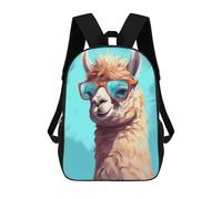 sinyumoney Stylish Alpaca with Sunglasses 3D Printed Kids School Bag Rucksacks Children's School Fashion Casual Back Pack High Capacity Travel Book Bags Backpack for Kids 17inch