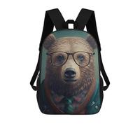 sinyumoney Stylish Bear Portrait 3D Printed Children's School Backpack for Kids High Capacity Travel Rucksacks Book Bags Kids School Bag Back Pack 17inch