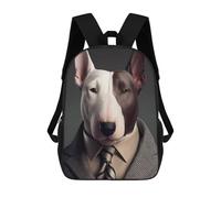 sinyumoney Stylish Bull Terrier in Suit School Bag 3D Printed Children's School Backpack Casual Fashion Travel Backpacks for Kids School Students 17inch