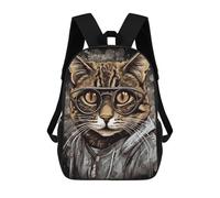 sinyumoney Stylish Cat Art Print Backpack Kids School Bag Boys Cartoon 3D Print Students Schoolbag Laptop Daypack for Boys Girls 17inch