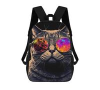 sinyumoney Stylish Cat Glasses Art -1 Kids Backpack, Kids School Bag 3D Printed School Backpacks for Boys And Teenager School Students 17inch