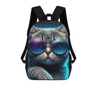 sinyumoney Stylish Cat Glasses Art Backpacks Kids School Backpack School Bag 3D Printed School Bag for Boys Elementary And Middle School Students 17inch