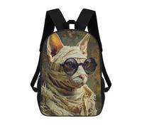 sinyumoney Stylish Cat with Glasses 3D Printed 17inch Kids School Backpack School Bag Fashion Rucksacks for Boys Elementary And Middle School Students