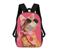sinyumoney Stylish Cat with Scarf And Sunglasses Backpack School Computer Rucksack for School/Work/Travel for Girls Boys Teenage 17inch