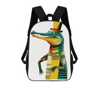 sinyumoney Stylish Crocodile with Top Hat Illustration Backpack School Water Resistant Travel Backpack Computer Bag for School/Work/Travel 17inch