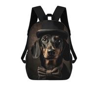 sinyumoney Stylish Dachshund in Top Hat Backpacks 3D Printed Kids School Backpack Outdoor Casual Daypack Fashion Casual Children Backpacks Cute Travel Bags 17inch