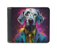 sinyumoney Stylish Dalmatian in Suit 3D Print Clutch Purse ID Window Coin Slots Note Section Soft Convenient Purse Youth Guys 11.7cm*9.5cm