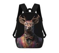 sinyumoney Stylish Deer in Suit Backpacks 3D Printed 17inch Kids School Backpack Outdoor Casual Daypack Casual Travel Bags for Middle School Students