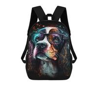 sinyumoney Stylish Dog Glasses for Pets Children's Backpacks School Backpack 3D Printed for Kids Travel Rucksacks Book Bags Kids 17inch School Bag