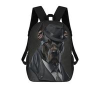 sinyumoney Stylish Dog in Formal Attire School Bag Bookbag 3D Printed Children's Backpacks for Kids Boy Girl Book Bags Kids School Bag Travel Rucksacks 17inch