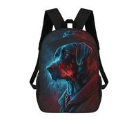 sinyumoney Stylish Dog in Hat Artwork Backpacks Kids School Backpack School Bag 3D Printed School Bag for Boys Elementary And Middle School Students 17inch