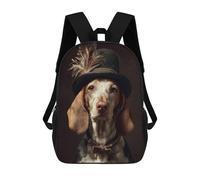 sinyumoney Stylish Dog in Top Hat Backpacks 3D Printed Kids School Backpack School Bag Fashion Rucksacks for Boys Elementary And Middle School Students 17inch