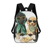 sinyumoney Stylish Dogs Enjoying Wine And Cheese School Backpack Water Resistant School Bag Business Backpack for Girls Boys Teenage 17inch