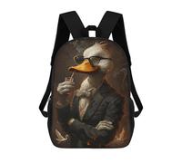 sinyumoney Stylish Duck in Suit Backpack School Bag Fashion Stationery Backpack Waterproof Casual Daypacks- Perfect for Travel, Work And Daily Use 17inch