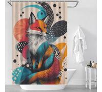 sinyumoney Stylish Fox Art Print for Animal Lovers And Trendy Home Decor Fox in Abstract Art Shower Curtains Mould Proof Daily Household Stylish Washable Hilarious Bath Curtain for Bathroom with Hoo
