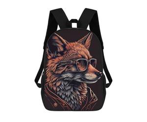 sinyumoney Stylish Fox Artwork Kids Children School Backpack 17 Inch Bookbags Casual Travel Rucksack Boys Girls Large Capacity Daypack 17inch