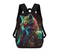 sinyumoney Stylish Fox in Neon Jacket Children's Backpack, Schoolbag Large Capacity Students Bookbag Rucksack Knapsack for Boys Girls Adults Teen 17inch