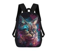 sinyumoney Stylish Hipster Cat Glasses Art Print Children's 17 Inch School Backpack 3D Printed Anime Movies for Kids Travel Rucksacks Book Bags Kids School Bag