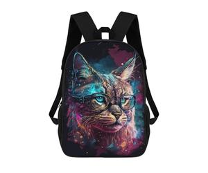 sinyumoney Stylish Hipster Cat Glasses Art Print Rucksack Water Resistant School Bag Business Backpack for Boys/Girls/Teenagers 17inch