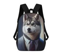 sinyumoney Stylish Husky in Suit Backpack School Bag Lightweight Airport College Students Back Pack for Men/Women 17inch