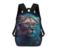 sinyumoney Stylish Lion with Glasses School Backpack Fashion Stationery Backpack Waterproof Casual Daypacks for Men/Women 17inch