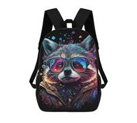 sinyumoney Stylish Raccoon with Sunglasses 3D Printed Children's School Backpack for Kids High Capacity Travel Rucksacks Book Bags Kids School Bag Back Pack 17inch