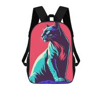 sinyumoney Stylized Cat Portrait with Bold Colors Children's Backpacks 17inch School Backpack 3D Printed Bag Bookbag for Kids Travel Rucksacks Boy Girl Book Bags Kids School Bag