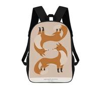 sinyumoney Stylized Foxes Art Print 3D Printed Children's 17 Inch Backpacks 3D Printed Casual School Bag for Boys Elementary And Middle