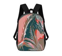 sinyumoney Stylized Horse with Glowing Red Eyes School Backpack Large Lightweight Casual Backpack for Boys/Girls/Teenagers 17inch