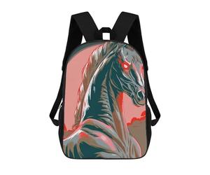 sinyumoney Stylized Horse with Glowing Red Eyes School Backpack Large Lightweight Casual Backpack for Boys/Girls/Teenagers 17inch