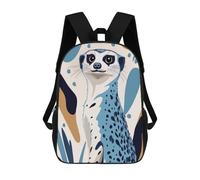 sinyumoney Stylized Meerkat Portrait School Backpack 3D Printed Children's 17inch Backpacks Bag Bookbag for Kids Boy Girl Book Bags Kids School Bag Travel Rucksacks