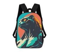 sinyumoney Stylized Panther Portrait with Colorful Accents Backpacks Kids School Backpack School Bag 3D Printed School Bag for Boys Elementary And Middle School Students 17inch