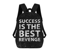 sinyumoney Success 3D Printed Children's 17 Inch Backpacks 3D Printed Casual School Bag for Boys Elementary And Middle